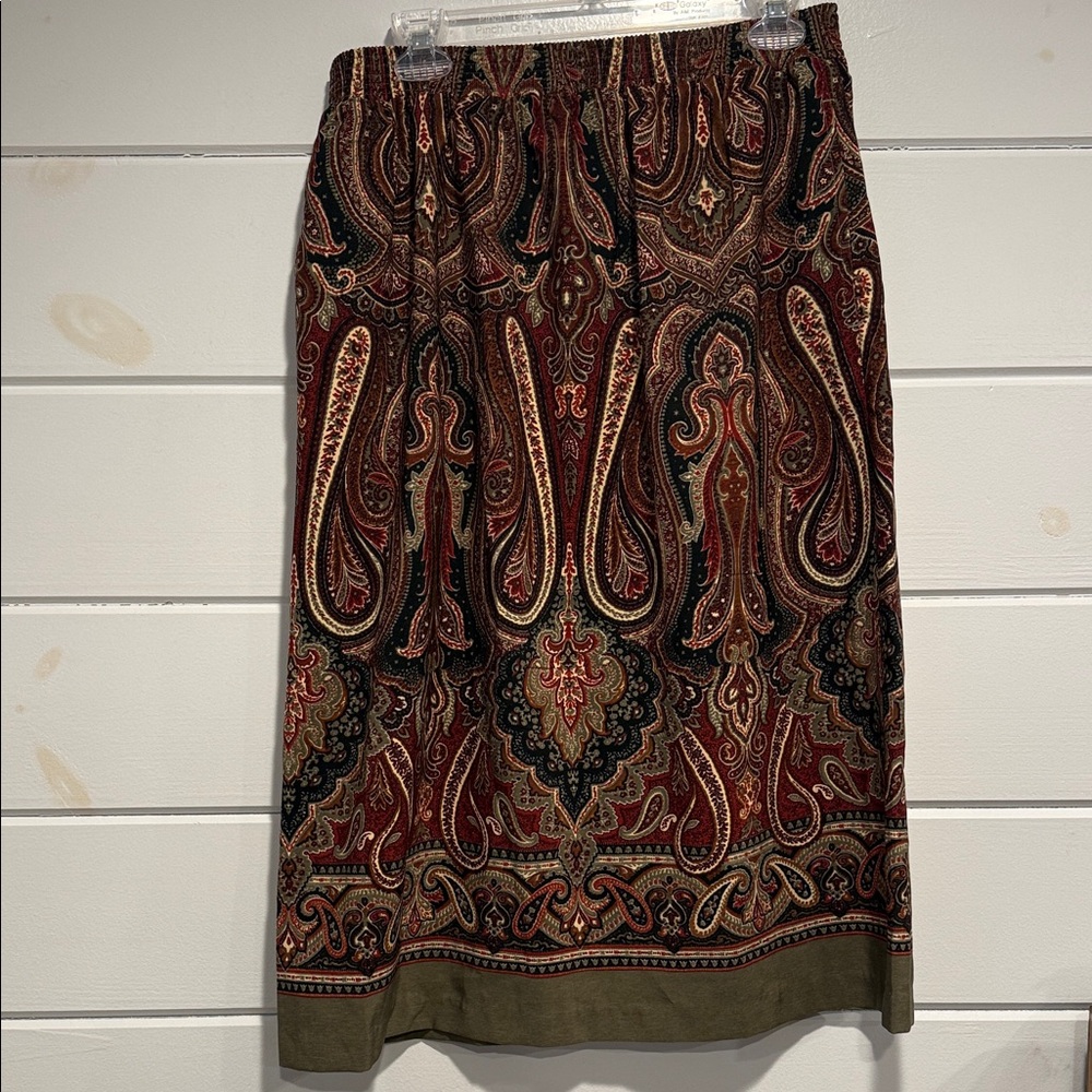 BonWorth Paisley Midi Skirt - Red and Black